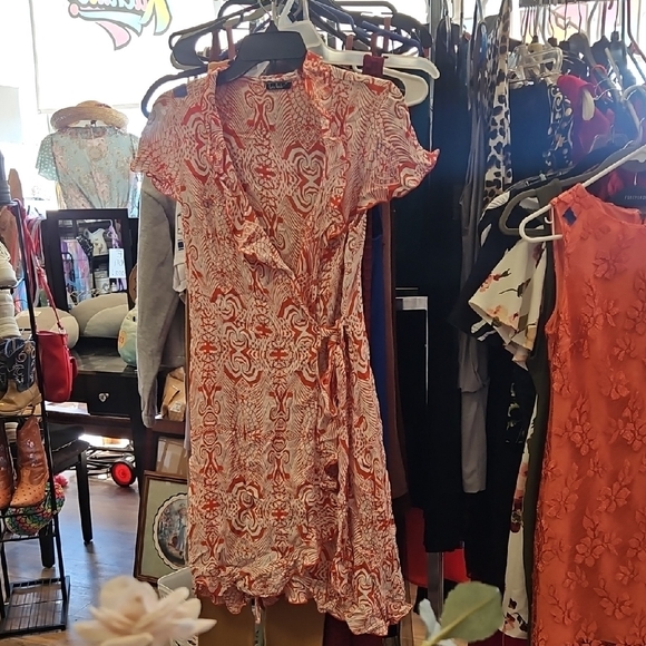 Chic Orange Patterned Mini Dress Loco Lindo Brand - Picture 1 of 1